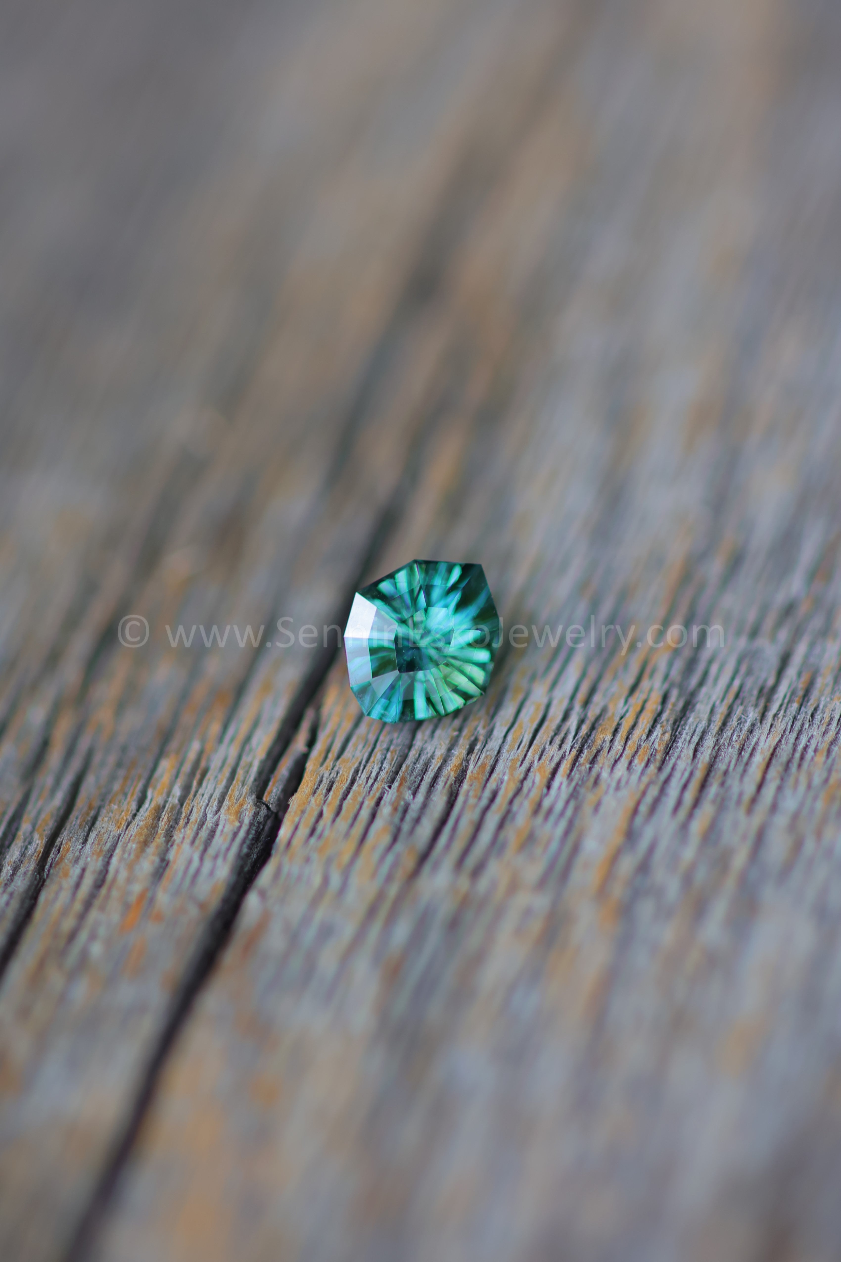 1.5 Carat Blue/Green Sapphire Shield - 7.7x6.7mm - Galaxy Cut