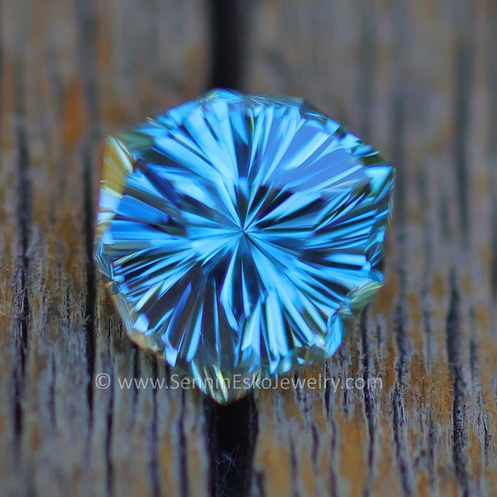 1.9 Carat Blue Zircon Trillion -  7.2x6.7mm - Fantasy Cut