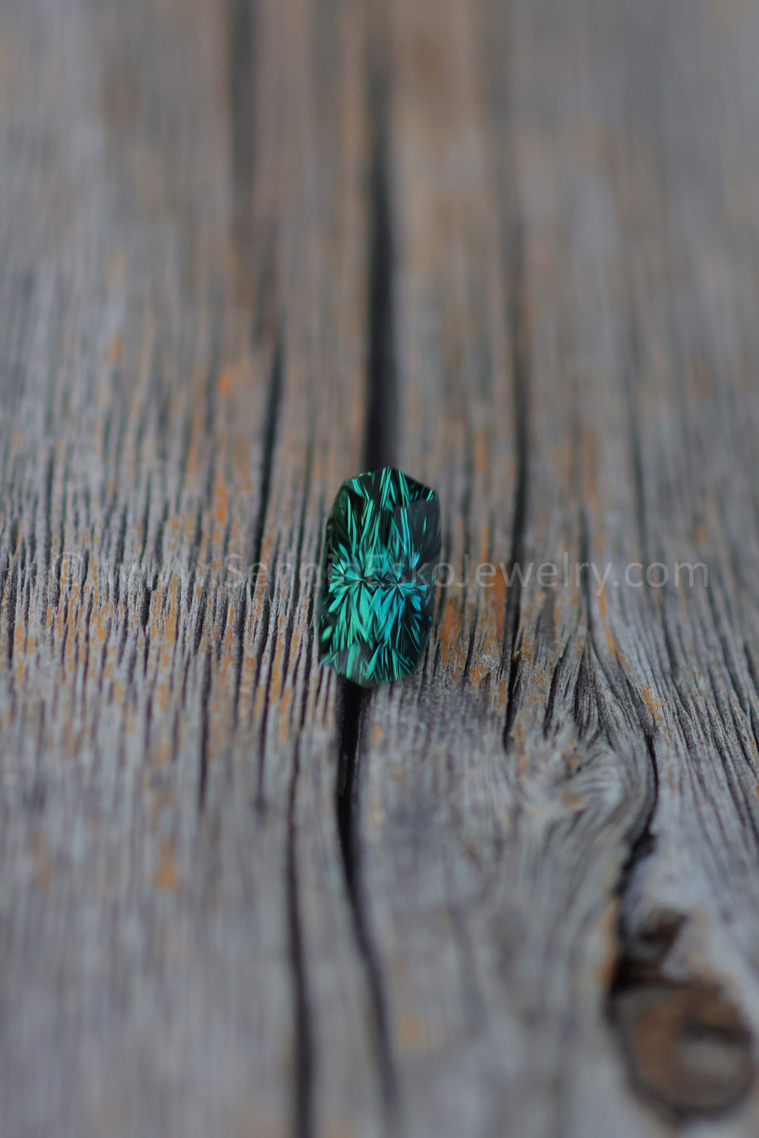 2.5 Carat Blue/Green Sapphire Long Cushion -  9.9x5.2mm - Galaxy Cut