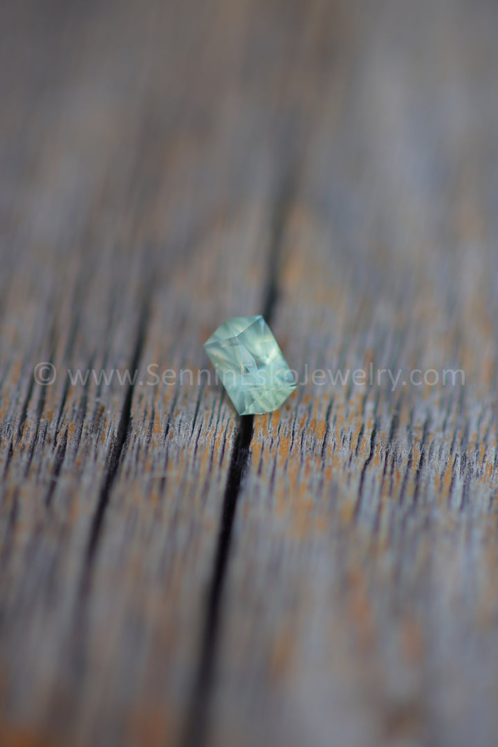 1 Carat Yellow/Green Montana Sapphire Hexagon -  6.8x4.1mm - Galaxy Cut