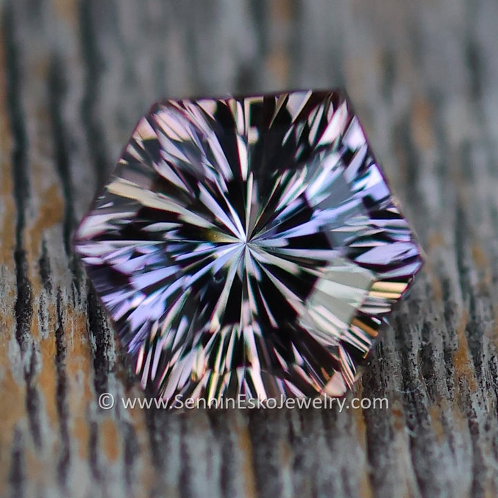 1.1 Carat Lilac/Yellow Tanzanite Hexagon - Unheated -  7x5.9mm - Galaxy Cut - Fantasy Cut