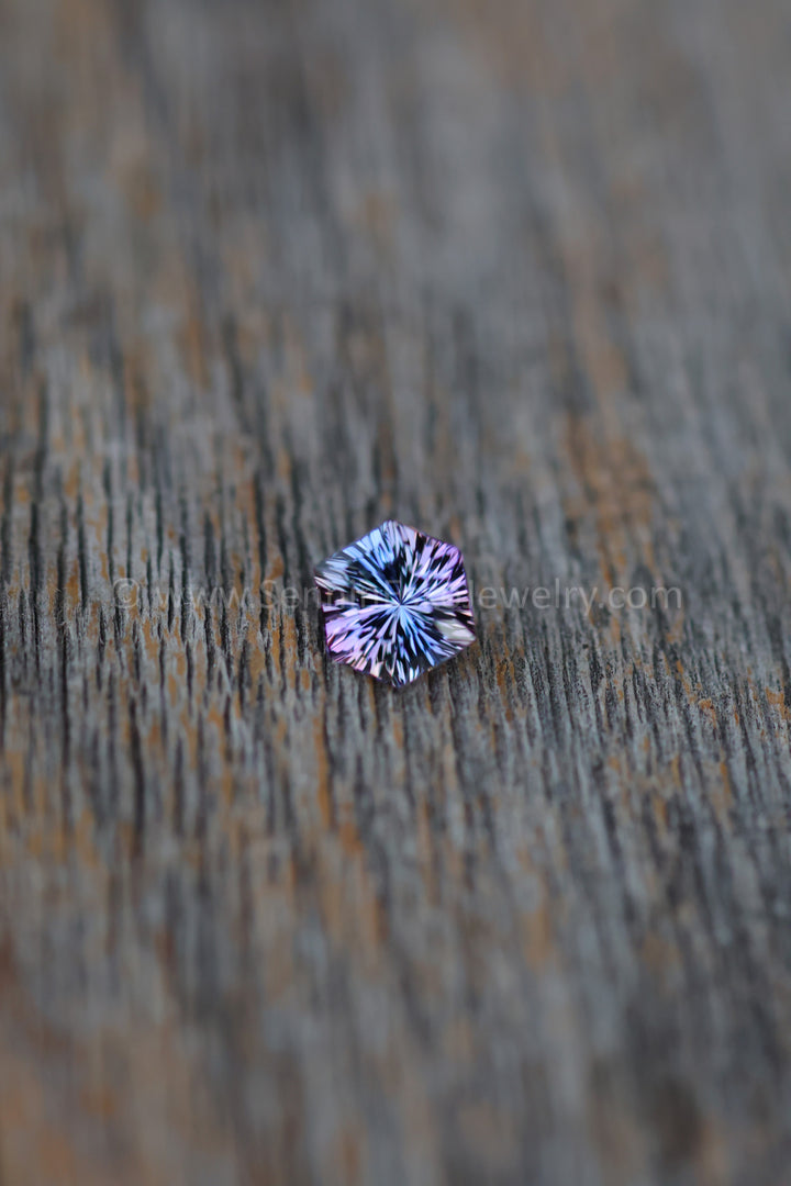 1.1 Carat Lilac/Yellow Tanzanite Hexagon - Unheated -  7x5.9mm - Galaxy Cut