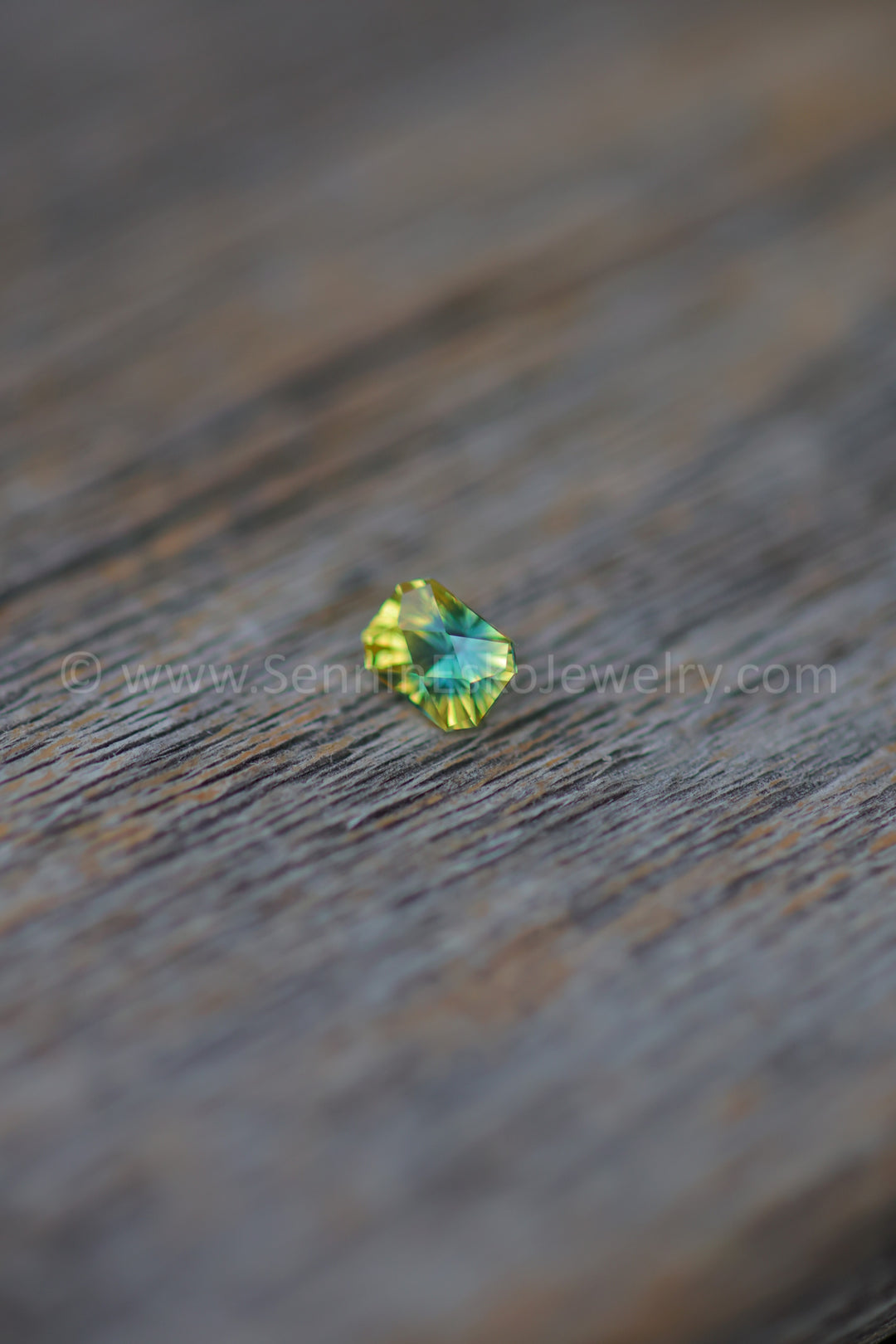 0.96 Carat Parti Yellow Green/Blue Sapphire Octagon -  6.1x4.5mm - Galaxy Cut - Fantasy Cut