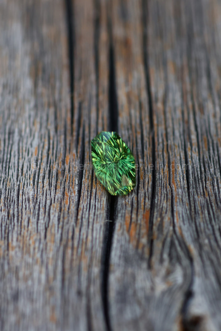 On Hold - 3.5 Carat Olive Green Sapphire Long Cushion -  11x6.6mm - Esko Universe Cut ™