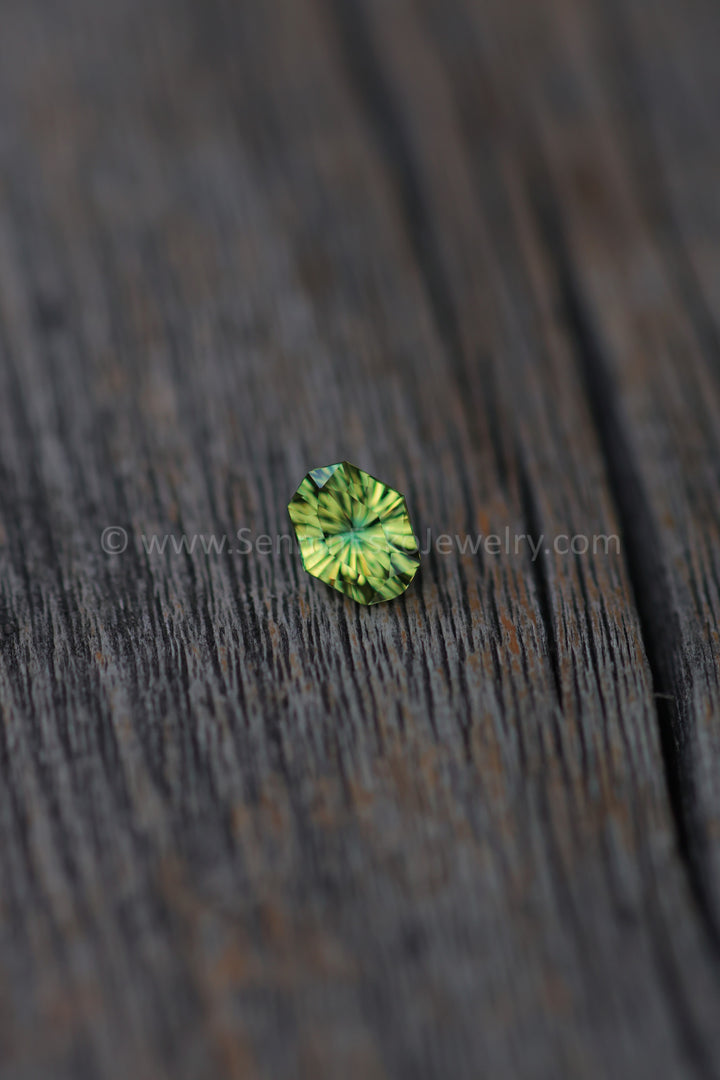 1.2 Carat Parti Green/Yellow Sapphire Cushion - 7.2x5.9mm - Esko Universe Cut ™