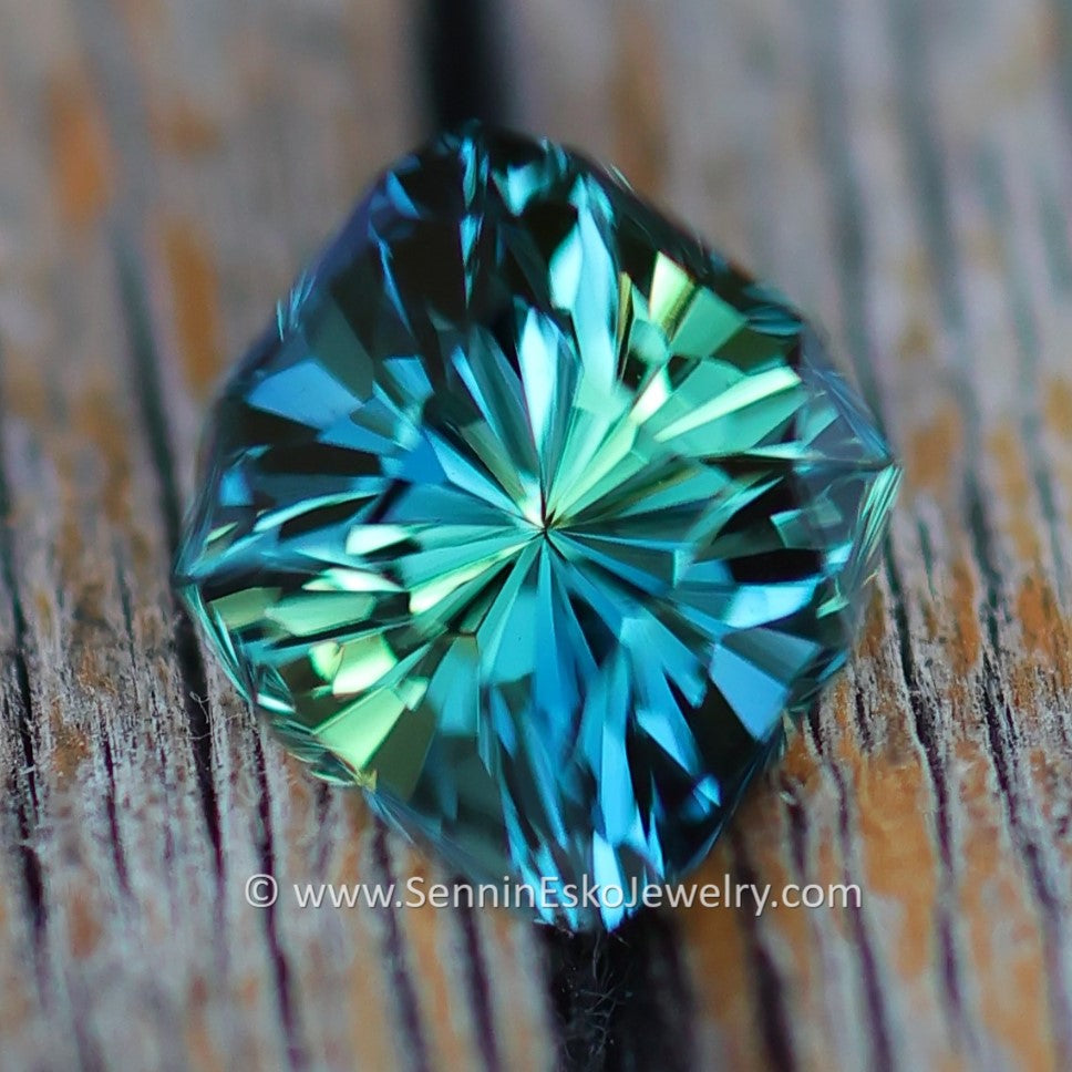 1.2 Carat Blue/Green Parti Sapphire Do-Decagon  -  7.2x6.5mm - Esko Universe Cut ™