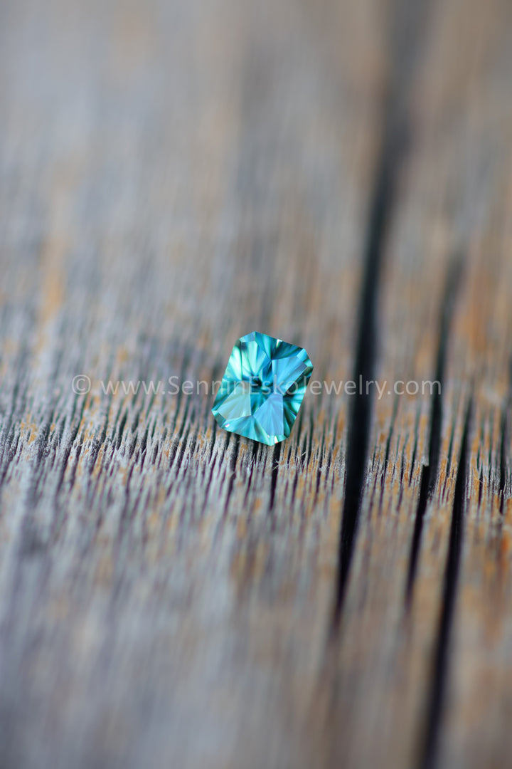 1.47 Carat Teal/Green Sapphire Octagon  -  6.6x5.3mm - Esko Universe Cut ™