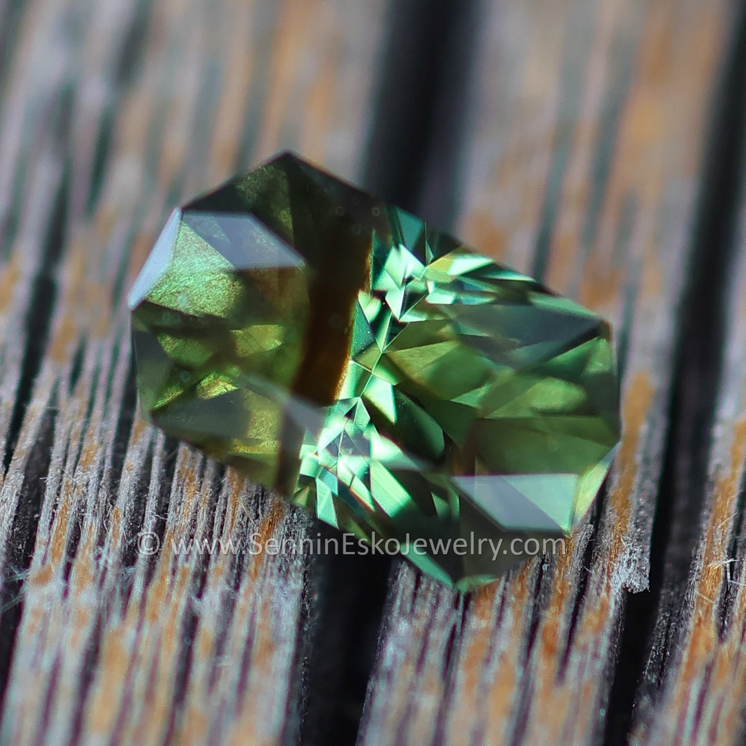 1.5 Carat Olive Green Sapphire Octagon - 8x4.8mm - Precision Cut