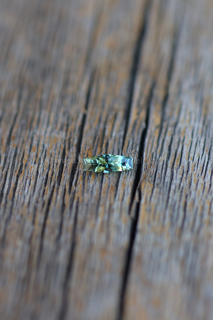 0.33 Carat Green/Blue Hexagonal Baguette - 7.3x2.7mm - Esko Placid Cut ™