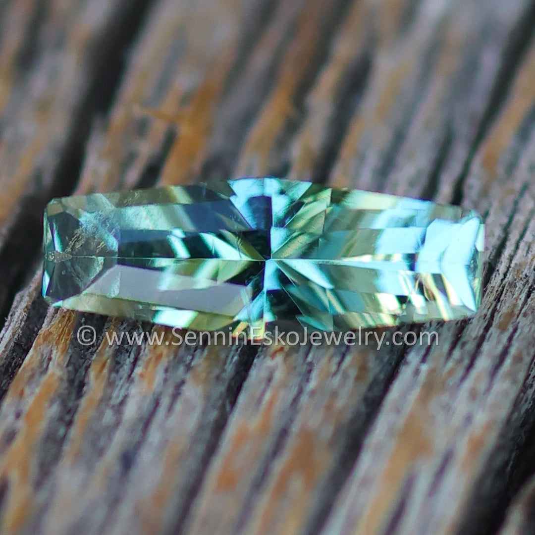 0.33 Carat Green/Blue Hexagonal Baguette - 7.3x2.7mm - Esko Placid Cut ™