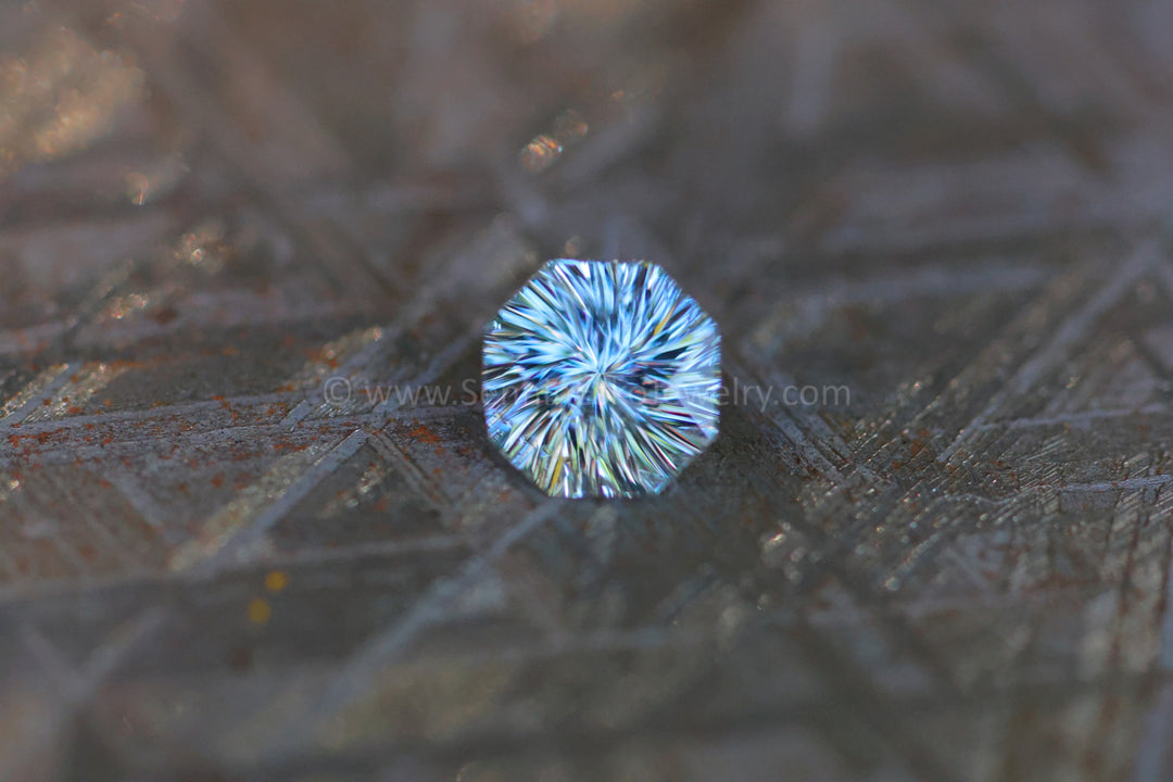 1ct Icy Blue Montana Sapphire Square Octagon - 5.9x6.1mm - Galaxy Cut