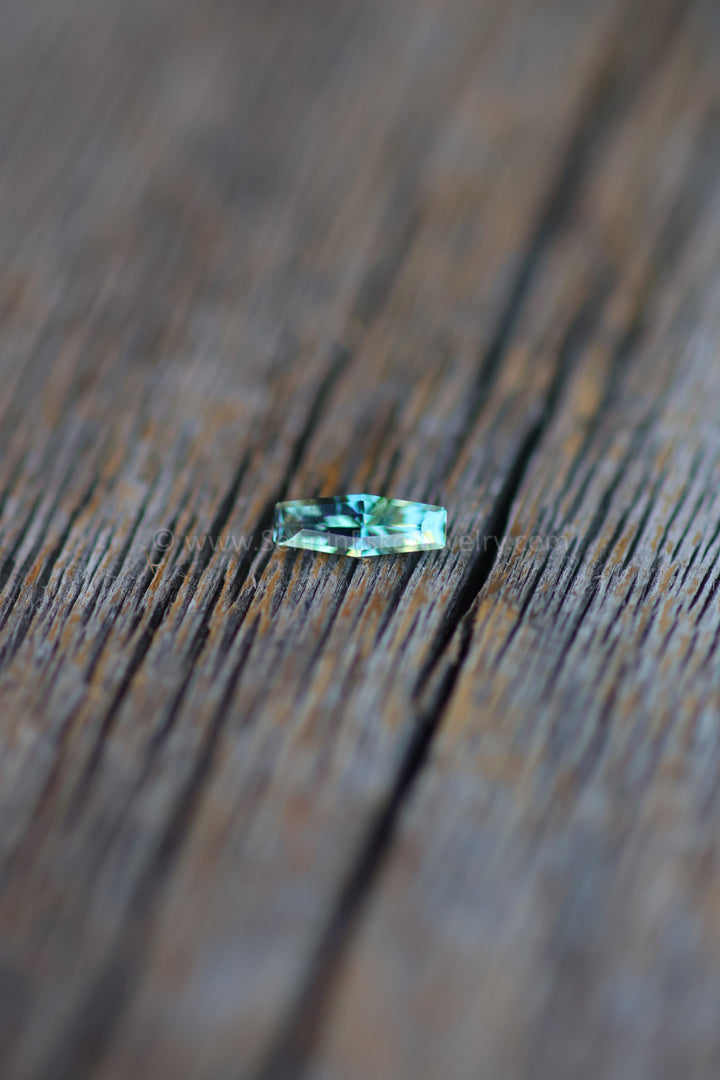 0.33 Carat Green/Blue Hexagonal Baguette - 7.3x2.7mm - Esko Placid Cut ™