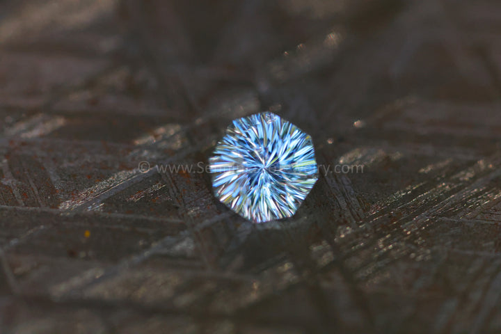 1ct Icy Blue Montana Sapphire Square Octagon - 5.9x6.1mm - Galaxy Cut