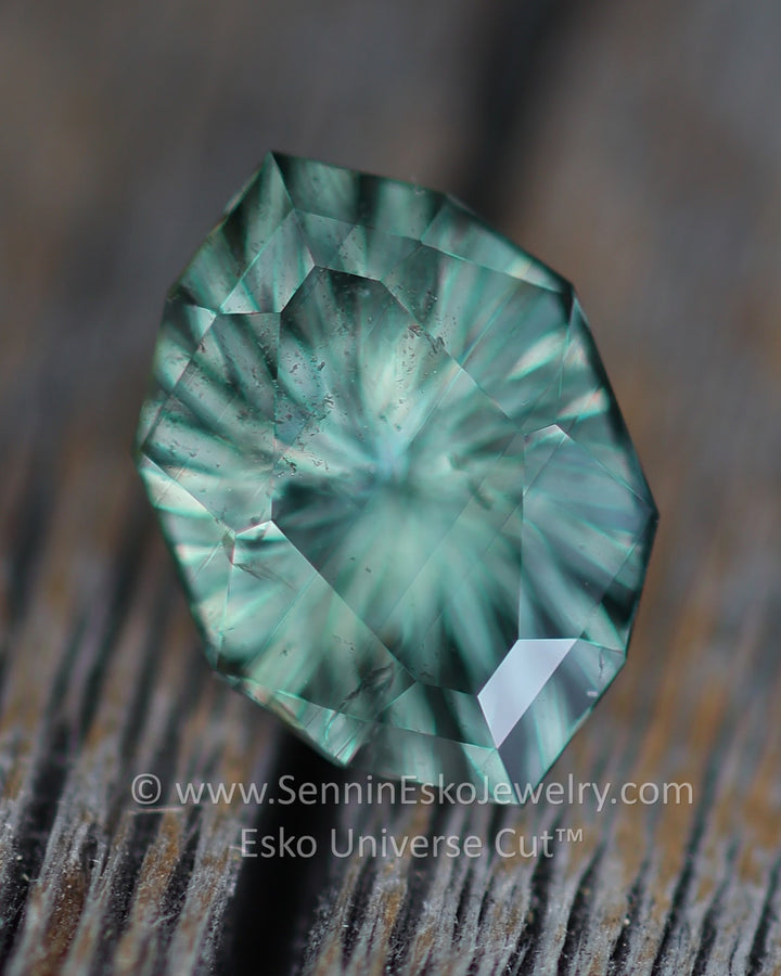 2.22 Carat Steely Green Sapphire Marquise Hexagon - 9.4x6.3mm - Esko Universe Cut ™