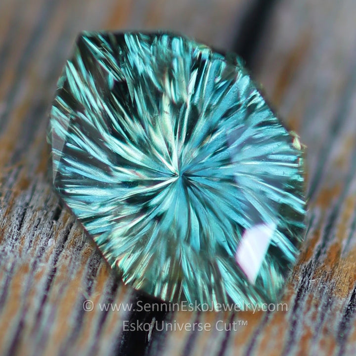 2.22 Carat Steely Green Sapphire Marquise Hexagon - 9.4x6.3mm - Esko Universe Cut ™