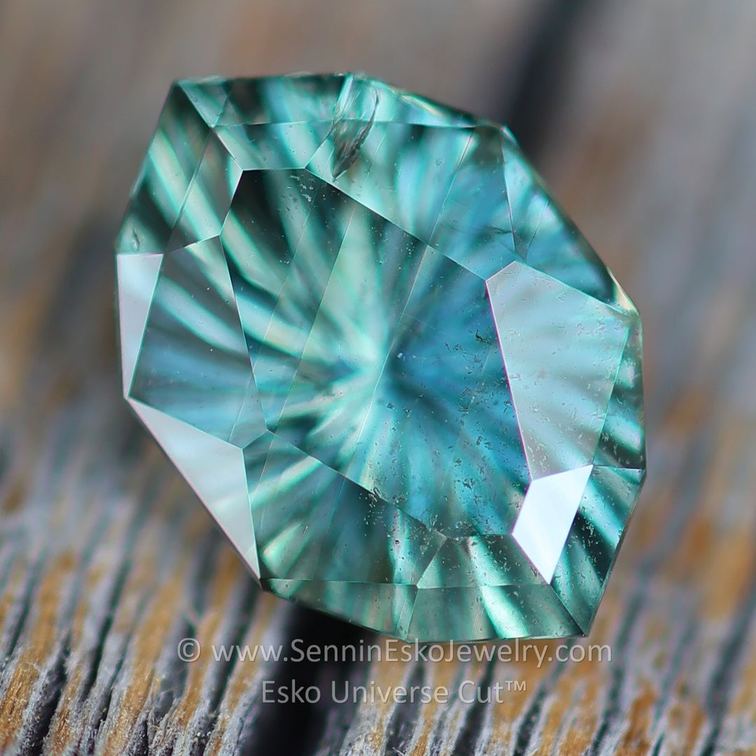 2.22 Carat Steely Green Sapphire Marquise Hexagon - 9.4x6.3mm - Esko Universe Cut ™