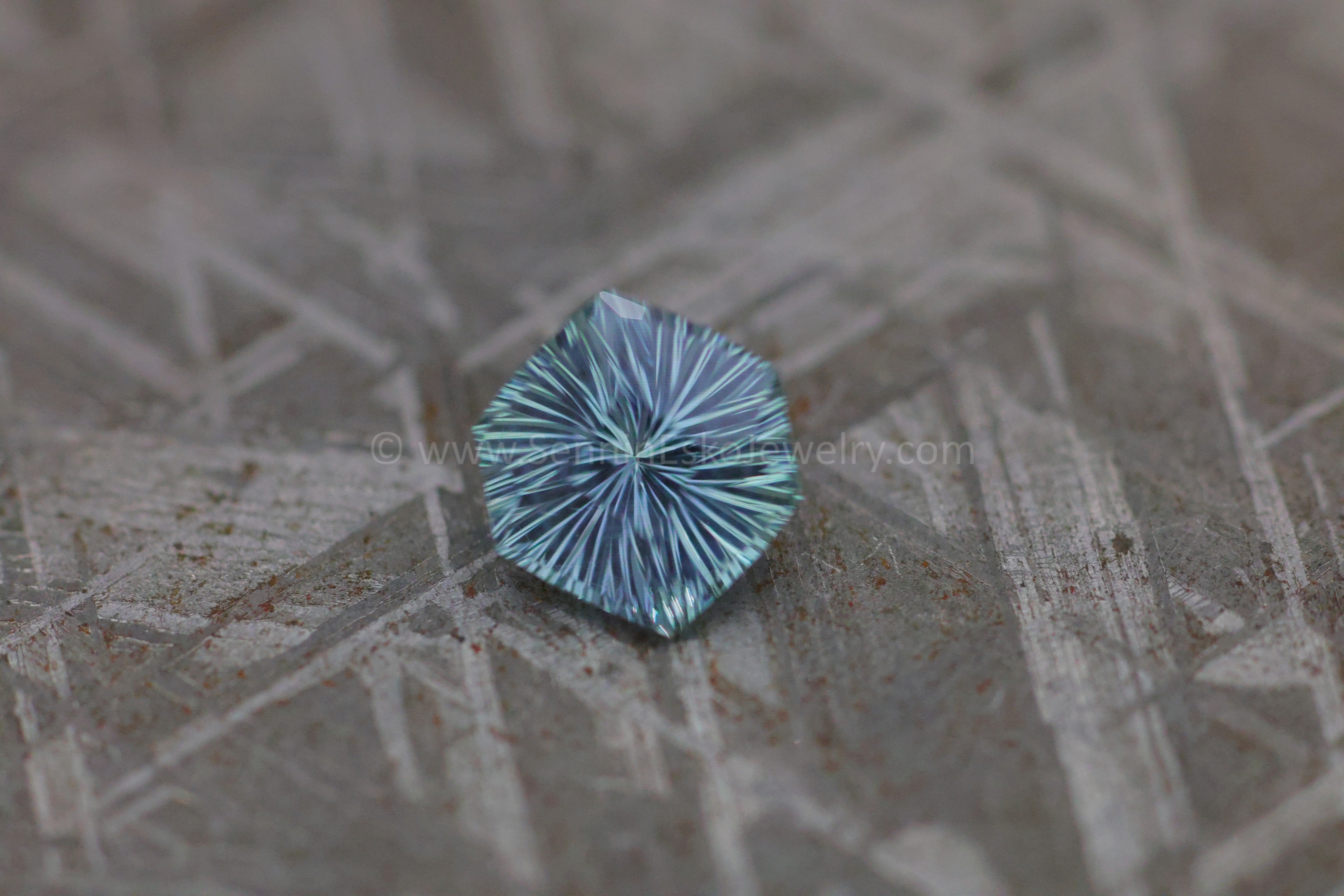 2ct Steely Teal Montana Sapphire Hexagon - 8.7x7.7mm - Galaxy Cut