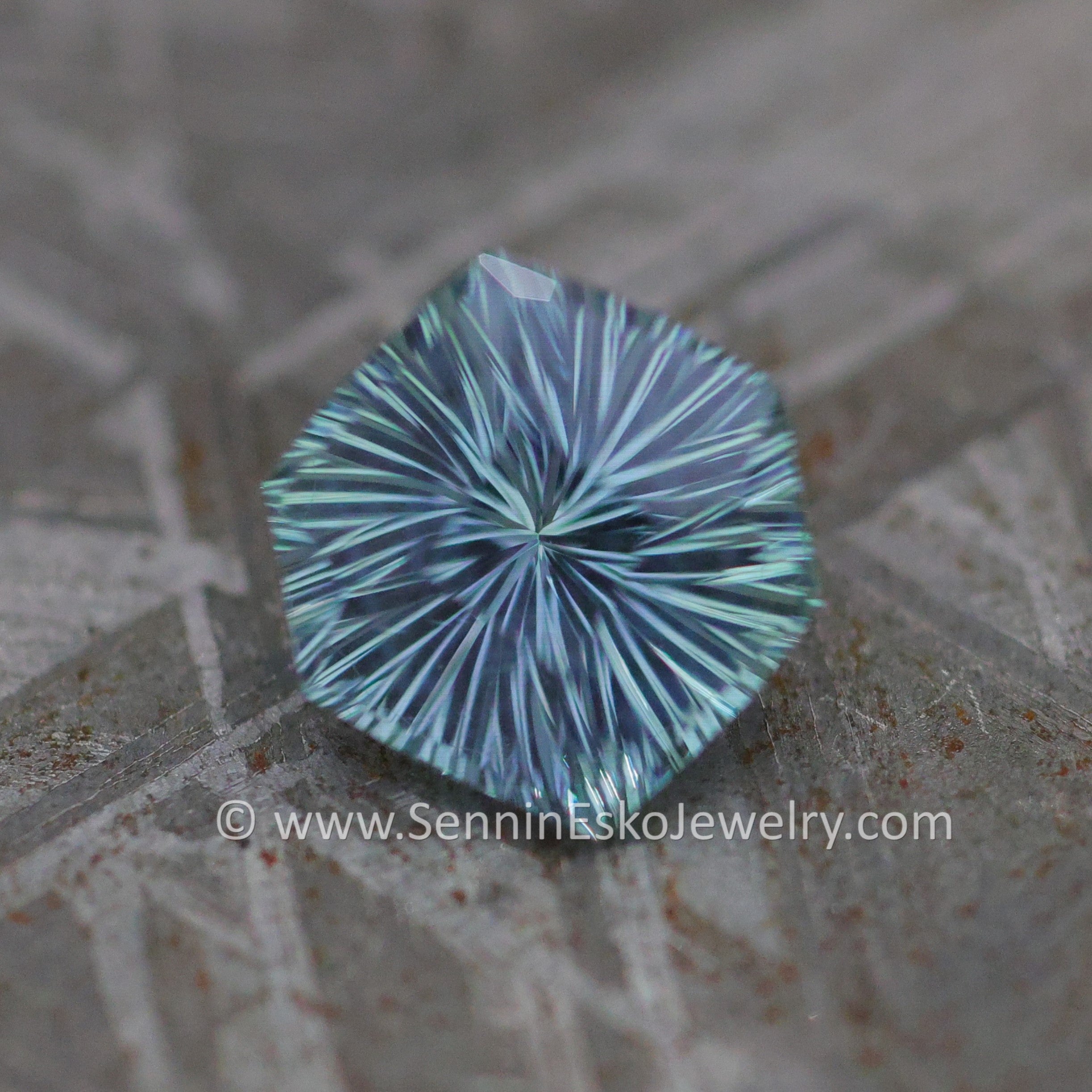 2ct Steely Teal Montana Sapphire Hexagon - 8.7x7.7mm - Galaxy Cut