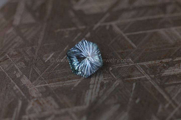 2ct Steely Teal Montana Sapphire Hexagon - 8.7x7.7mm - Galaxy Cut