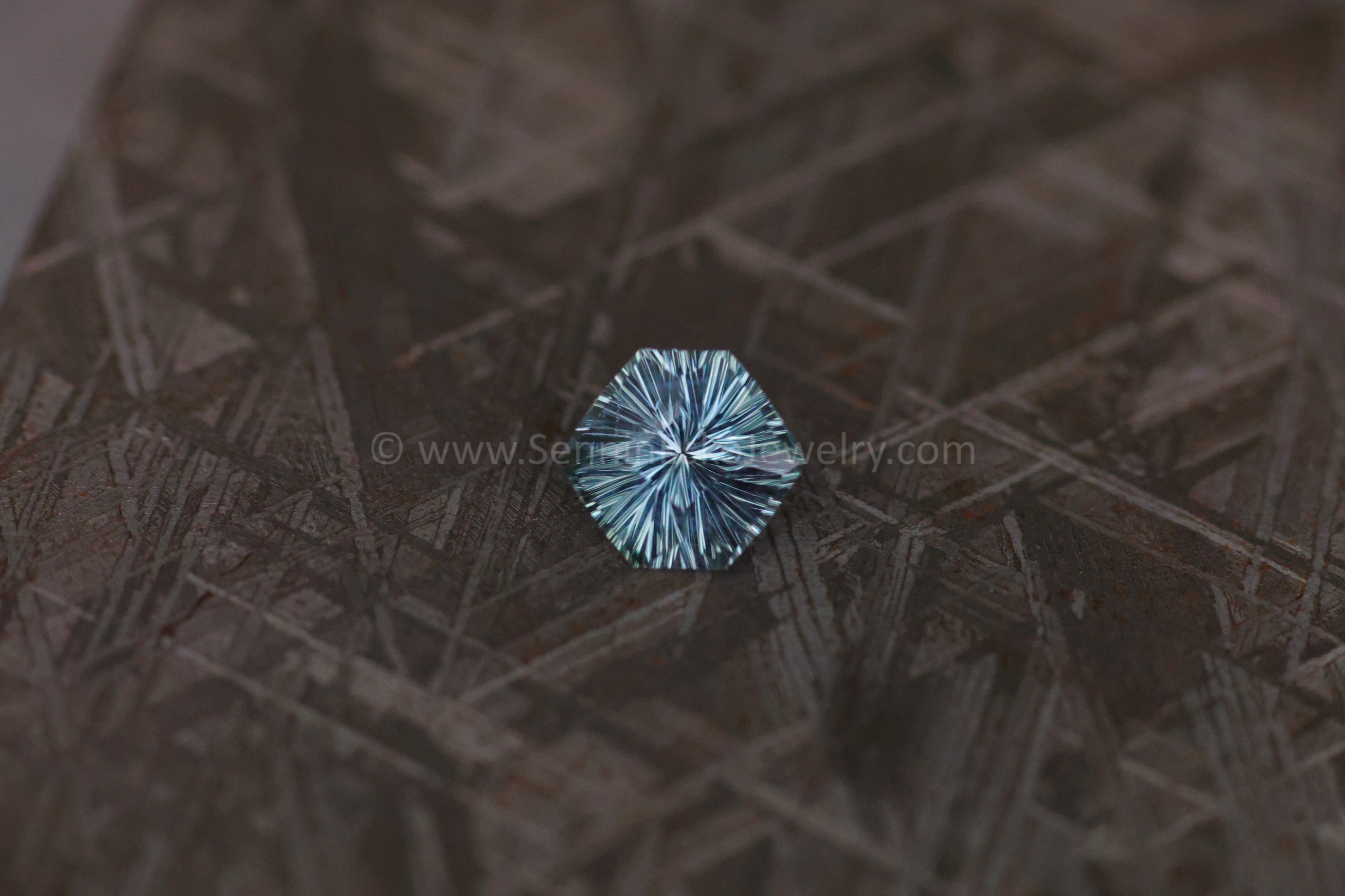 2ct Steely Teal Montana Sapphire Hexagon - 8.7x7.7mm - Galaxy Cut
