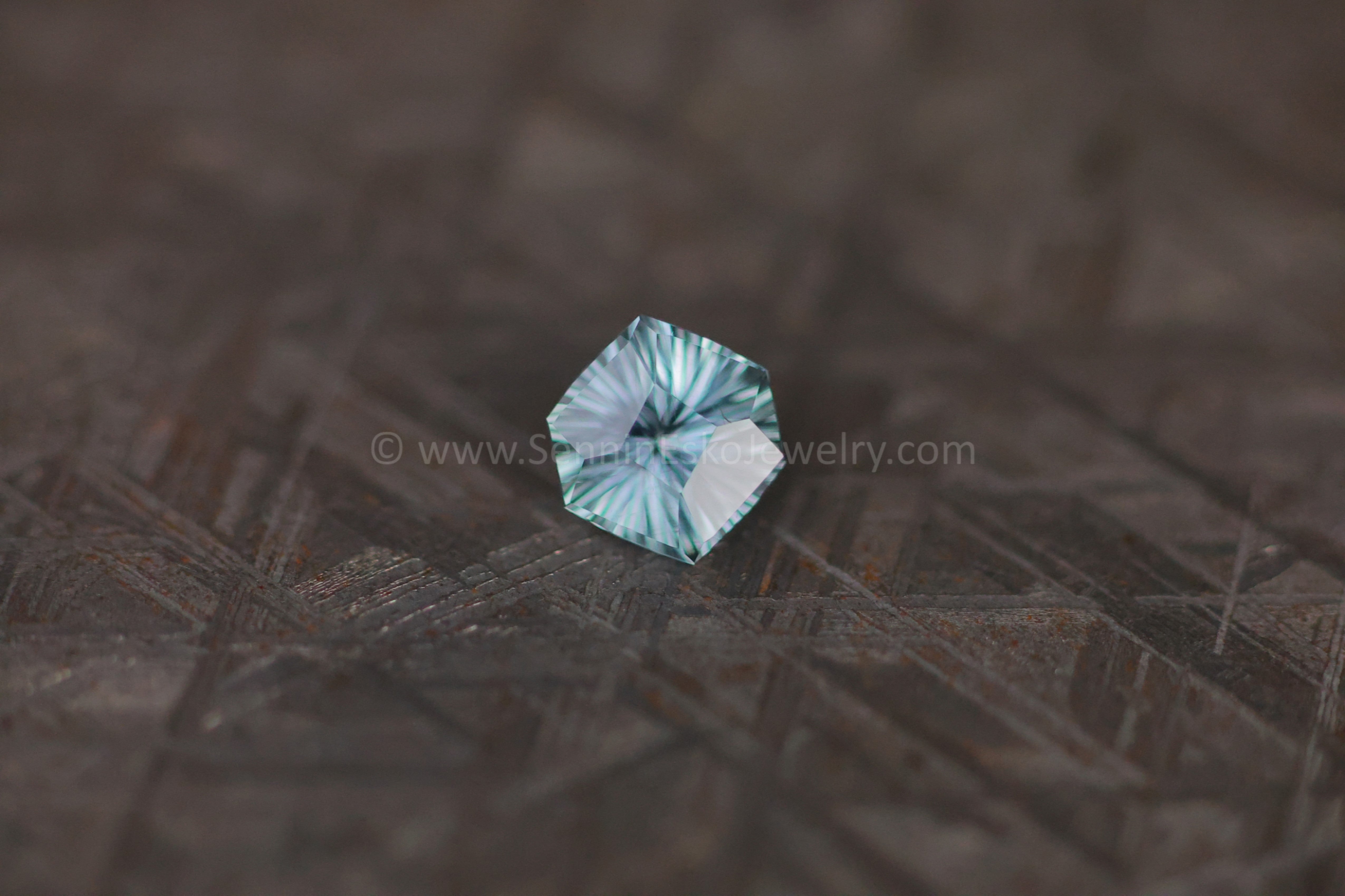 2ct Steely Teal Montana Sapphire Hexagon - 8.7x7.7mm - Galaxy Cut