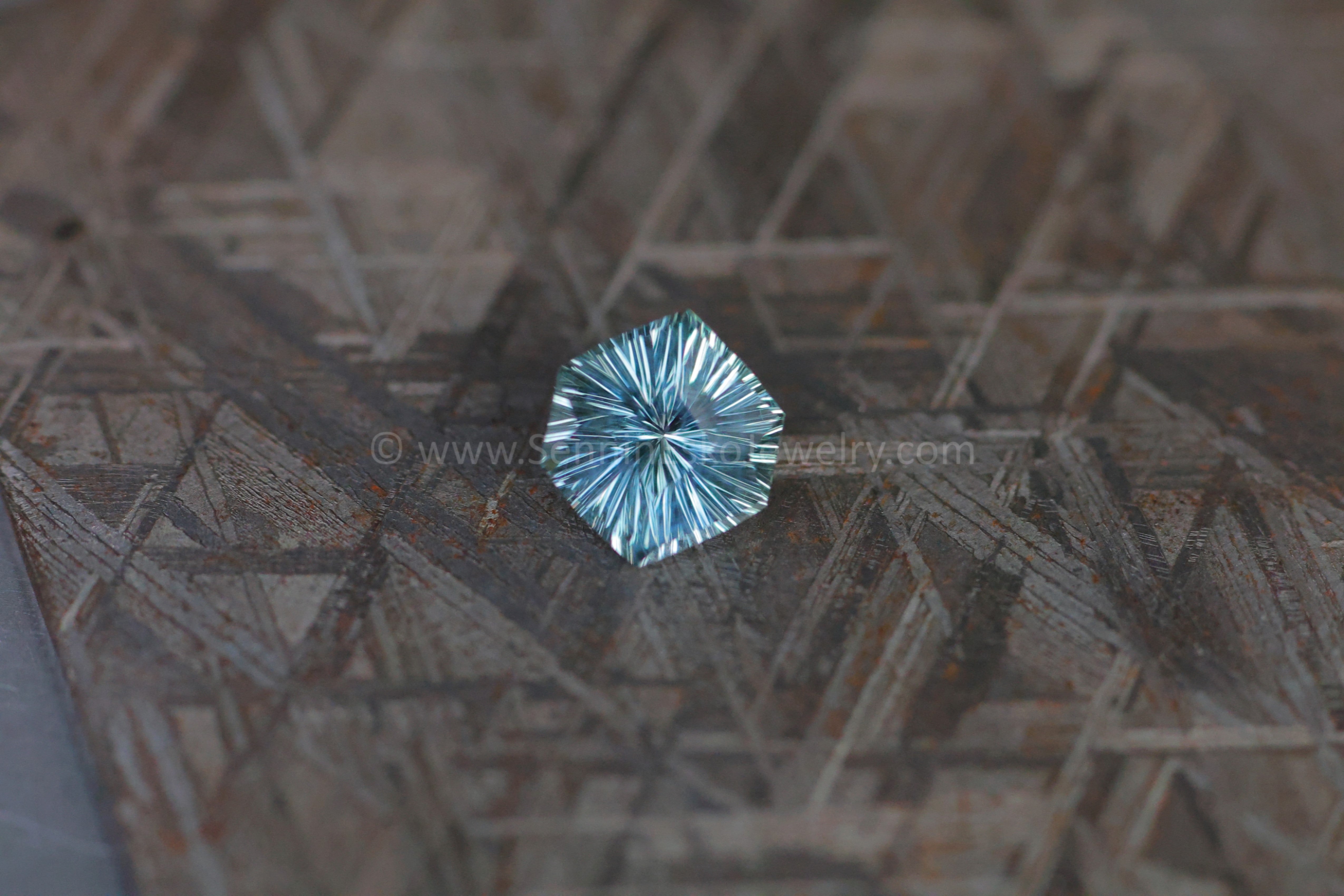 2ct Steely Teal Montana Sapphire Hexagon - 8.7x7.7mm - Galaxy Cut