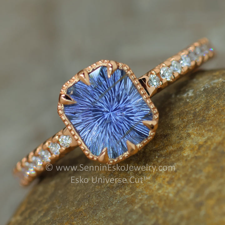 READY TO SHIP 1.5 Carat Violet Sapphire Octagon Rose Gold Ring - Size 6.5