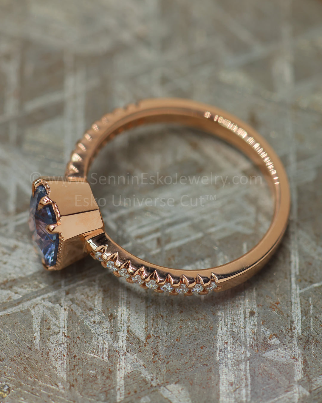 READY TO SHIP 1.5 Carat Violet Sapphire Octagon Rose Gold Ring - Size 6.5
