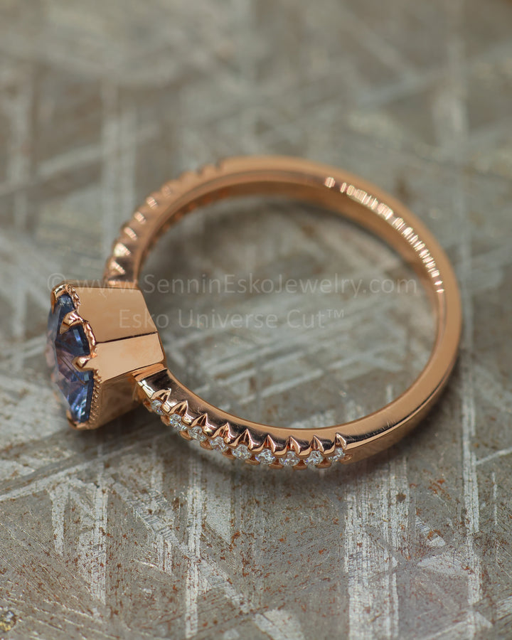 READY TO SHIP 1.5 Carat Violet Sapphire Octagon Rose Gold Ring - Size 6.5