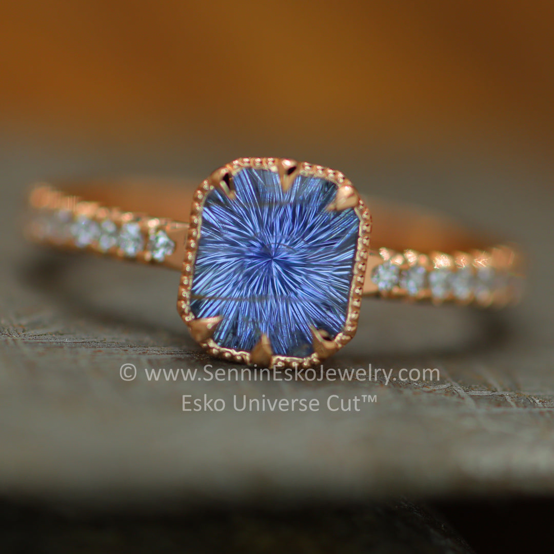 READY TO SHIP 1.5 Carat Violet Sapphire Octagon Rose Gold Ring - Size 6.5