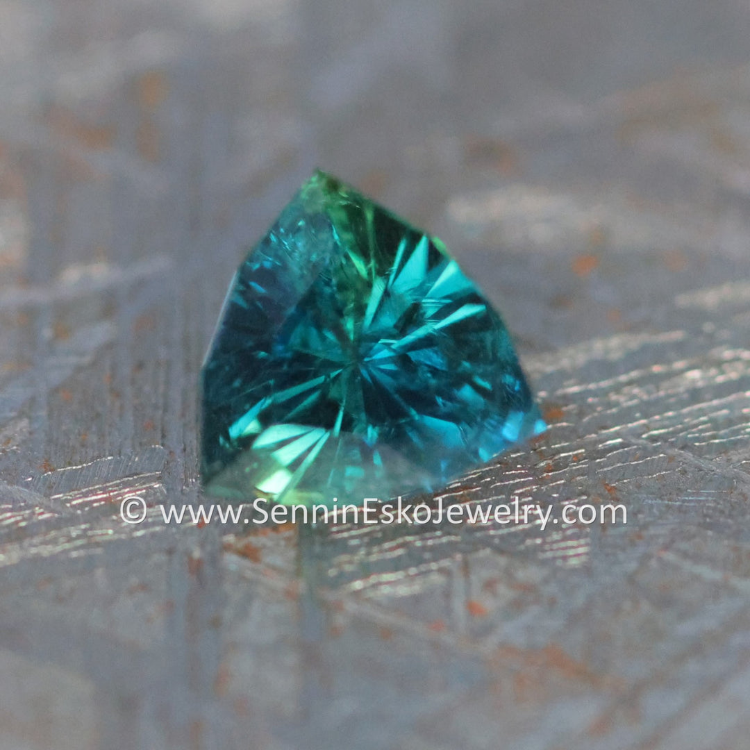 1.2ct Blue/Green Parti Sapphire Triangle, 6.4x6.4mm