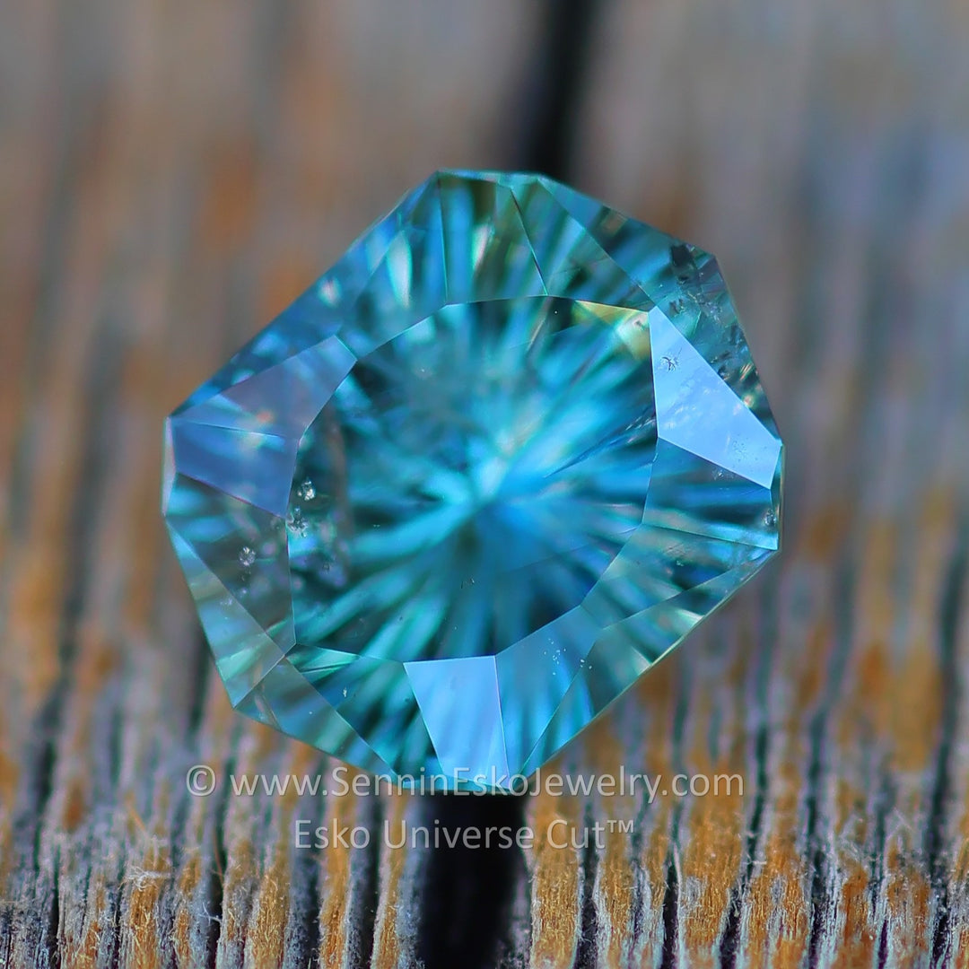 1.5 Carat Blue/Green Sapphire Hexagonal Cushion - 7.5x5.9mm - Esko Universe Cut ™