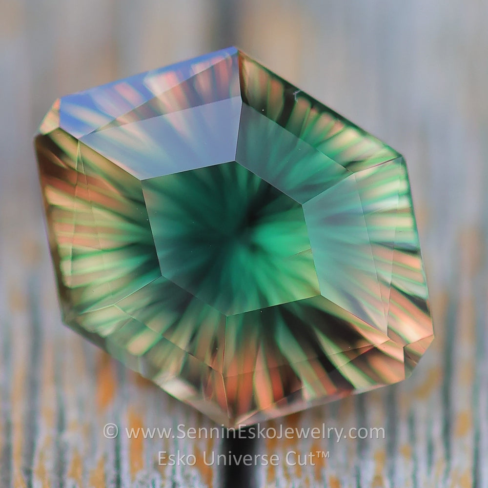 3.8 Carat Green/Orange Oregon Sunstone - 12x8.8mm - Esko Universe Cut ™