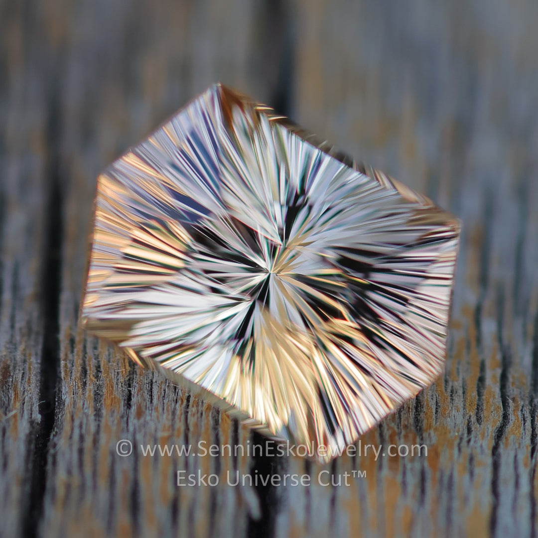 7 Carat Champagne Peach Tourmaline Hexagon - 13.9x9.9mm - Esko Universe Cut ™