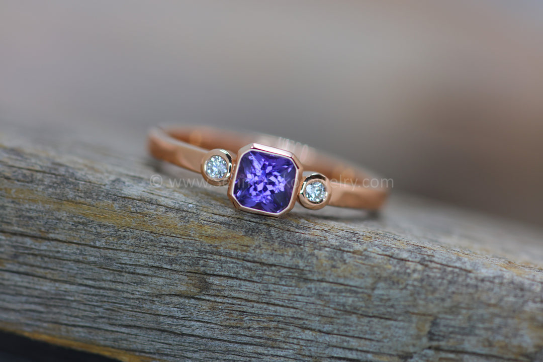 READY TO SHIP 0.59 Carat Purple Sapphire & Diamond Ring - SIZE 7