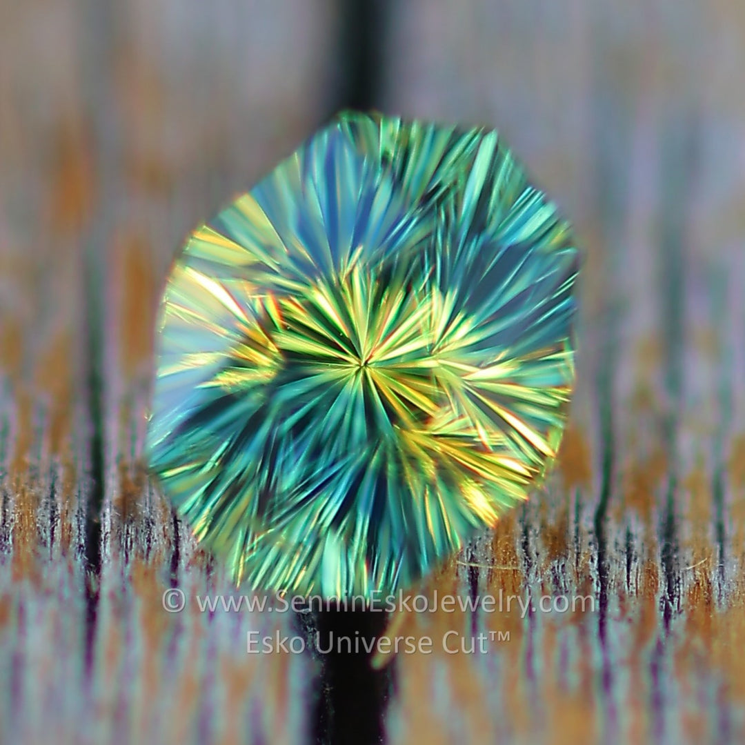 1.2 Carat Yellow/Green Striped Parti Sapphire - 6.5x5.4mm - Esko Universe Cut ™