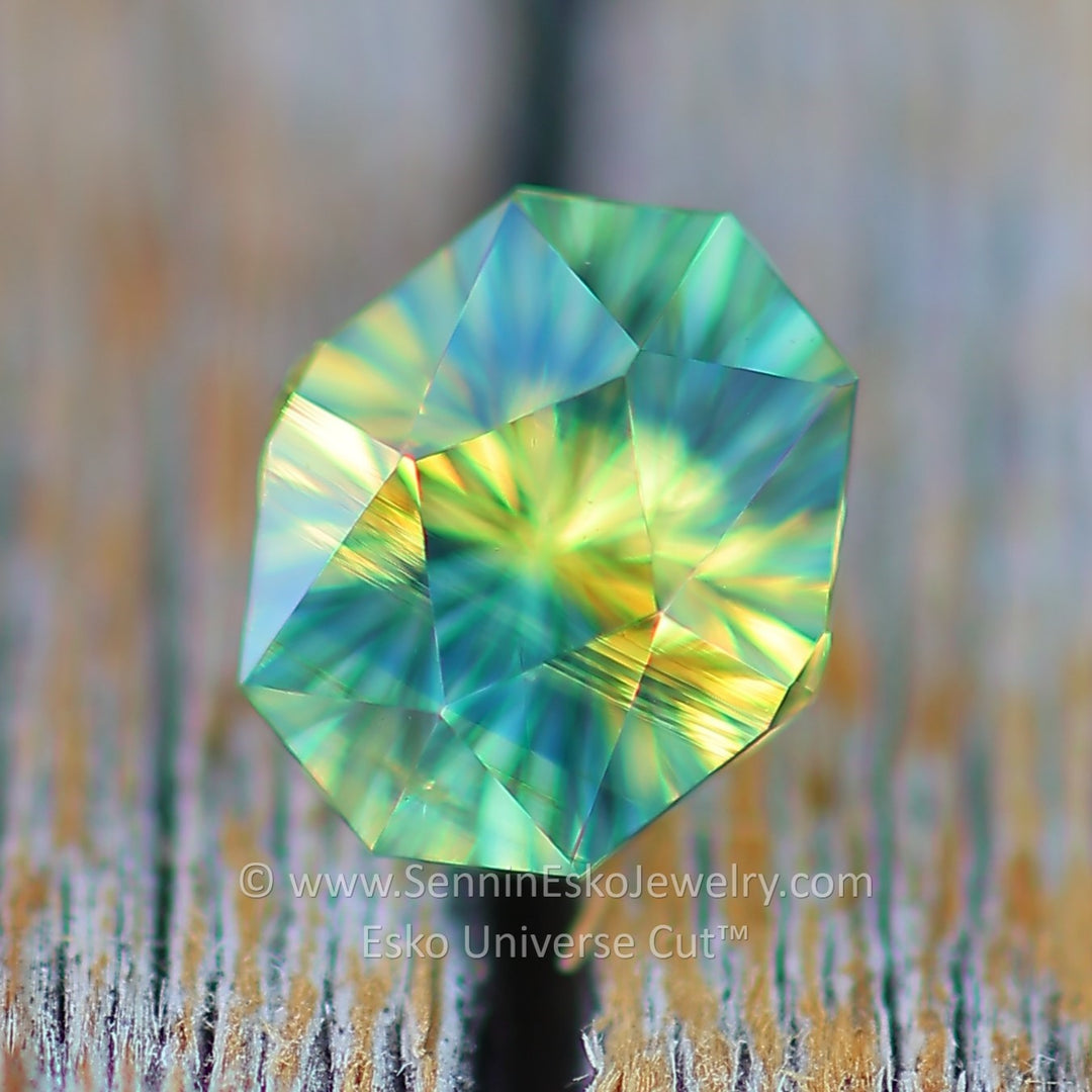 1.2 Carat Yellow/Green Striped Parti Sapphire - 6.5x5.4mm - Esko Universe Cut ™