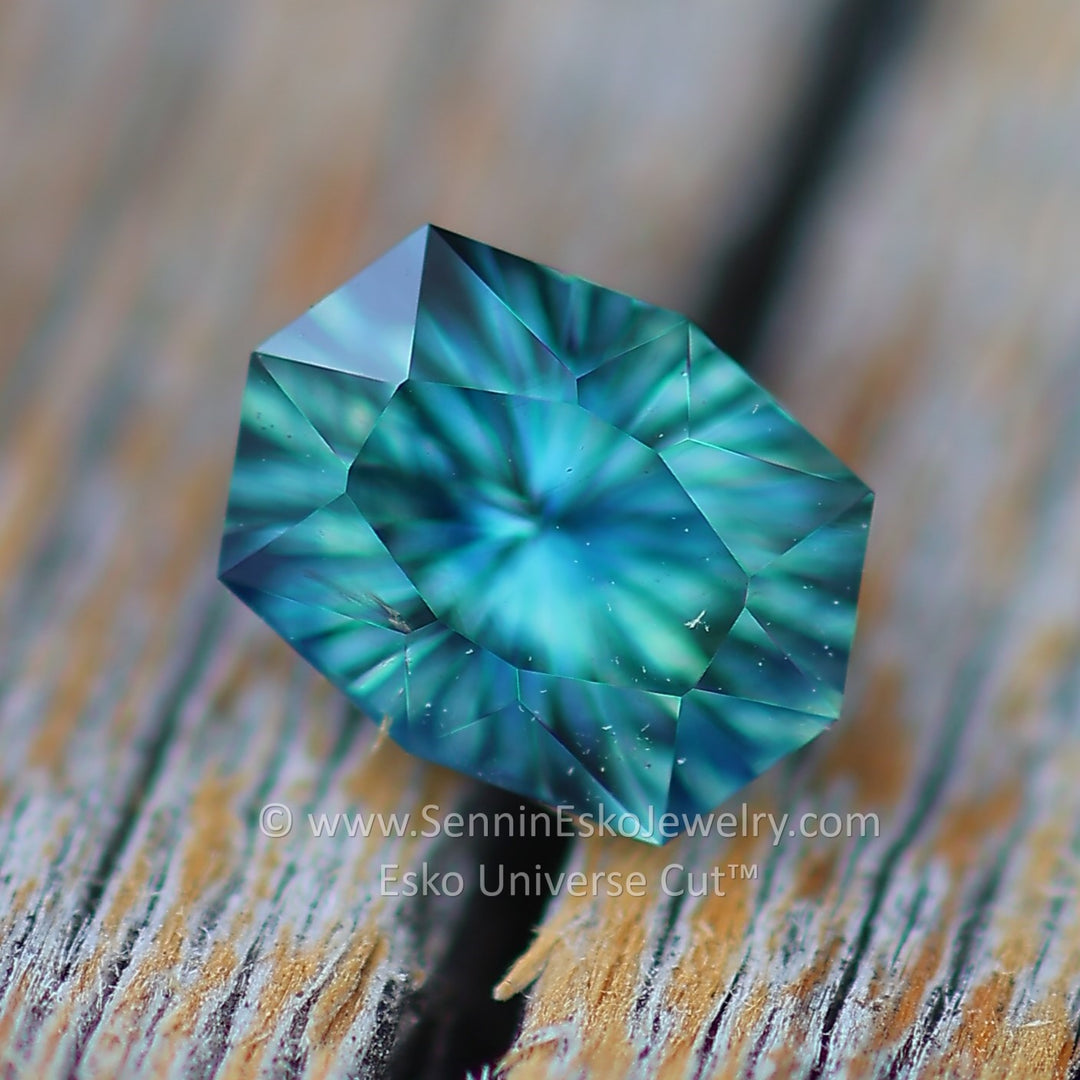 0.73 Carat Deep Teal Sapphire Octagon - 5.9x4.4mm - Esko Universe Cut ™