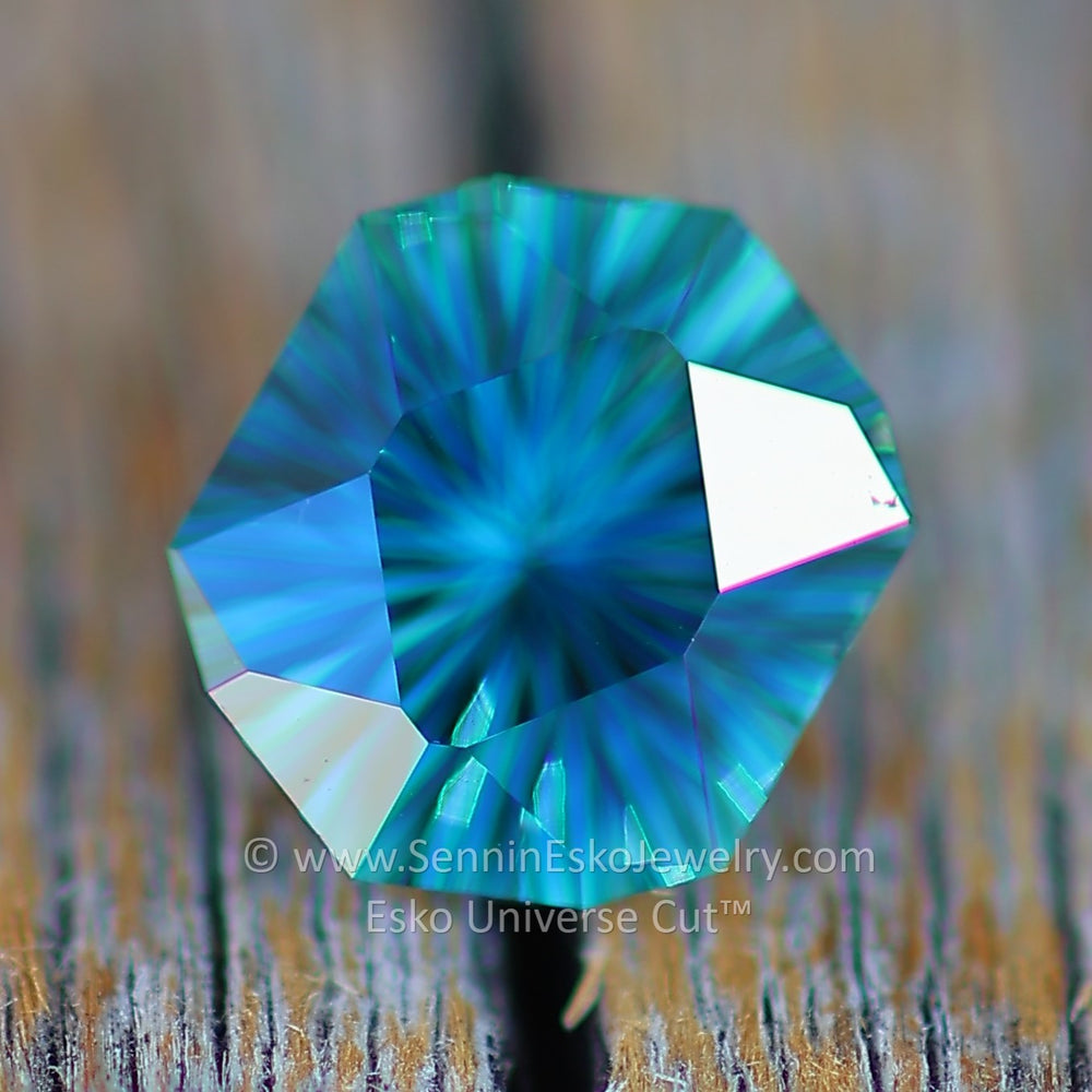 1.7 Carat Blue/Green Sapphire Hexagonal Cushion- 7.7x6.4mm - Esko Universe Cut ™