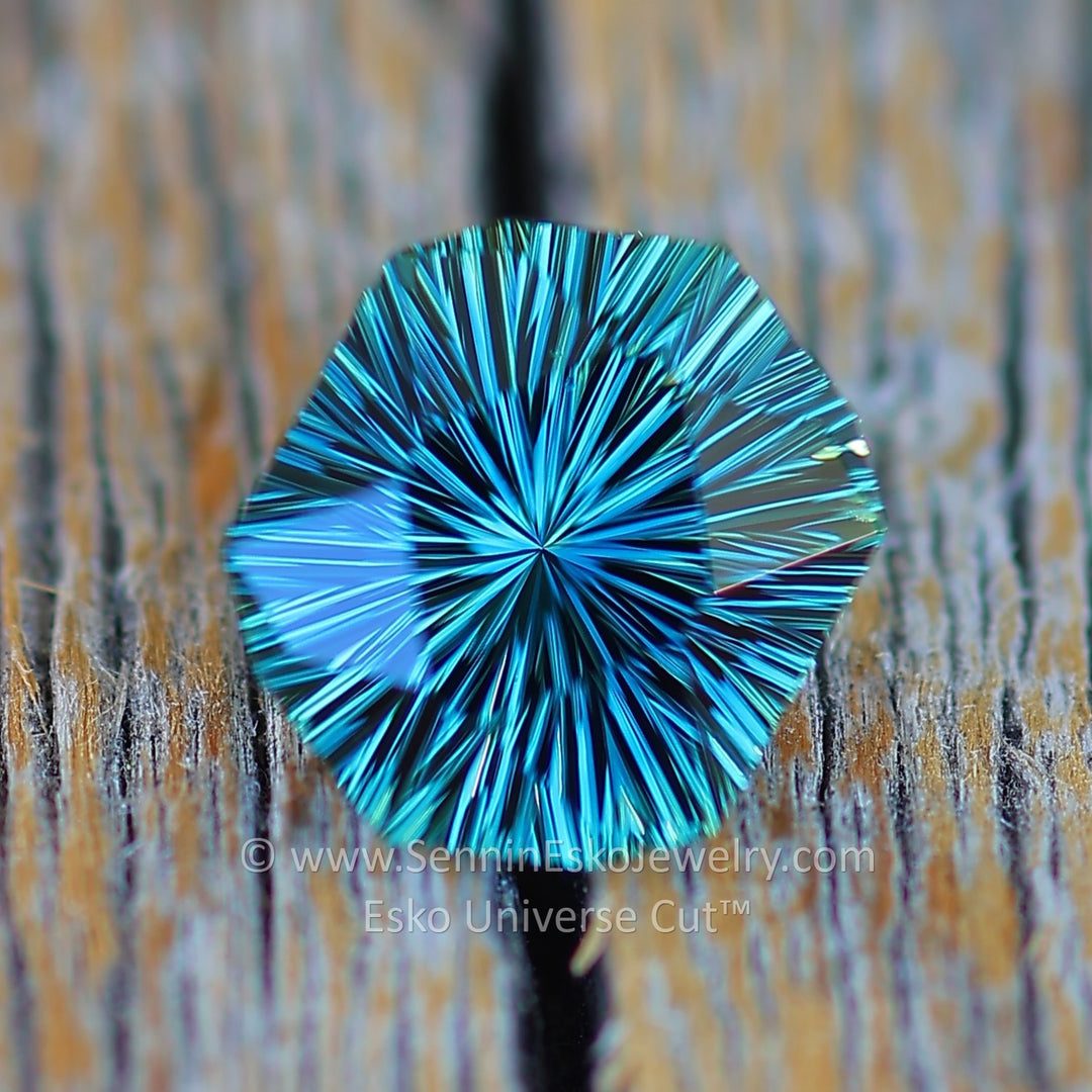 1.7 Carat Blue/Green Sapphire Hexagonal Cushion- 7.7x6.4mm - Esko Universe Cut ™