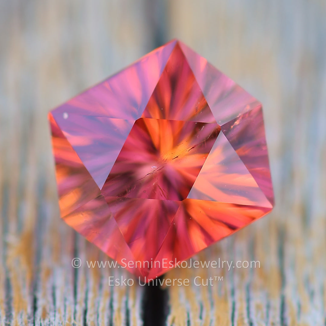 3.4 Carat Pink/Orange Tourmaline Hexagon - 9.5x8.1mm - Esko Universe Cut ™