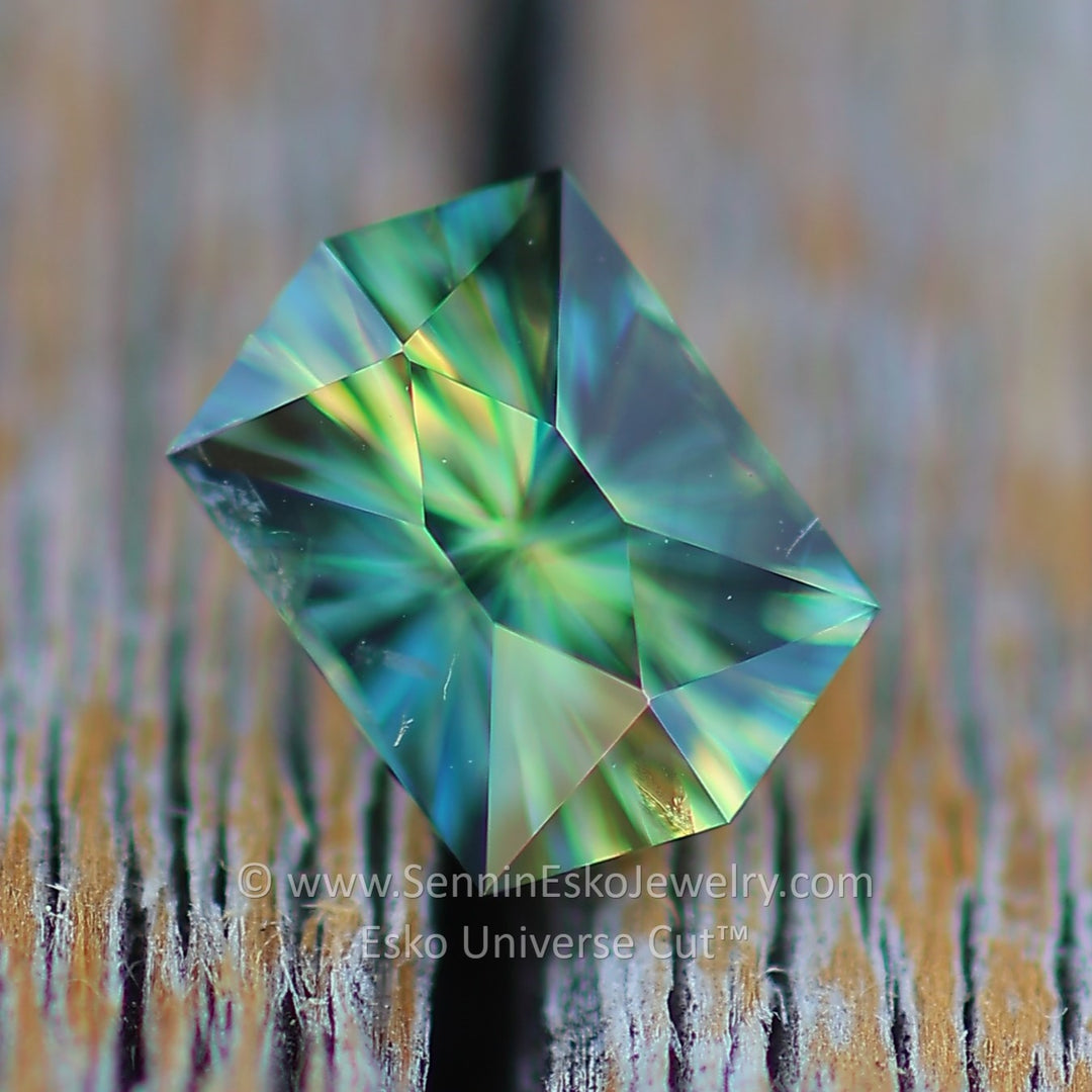 0.81 Carat Yellow/Green Striped Parti Sapphire - 6.1x4.2mm - Esko Universe Cut ™