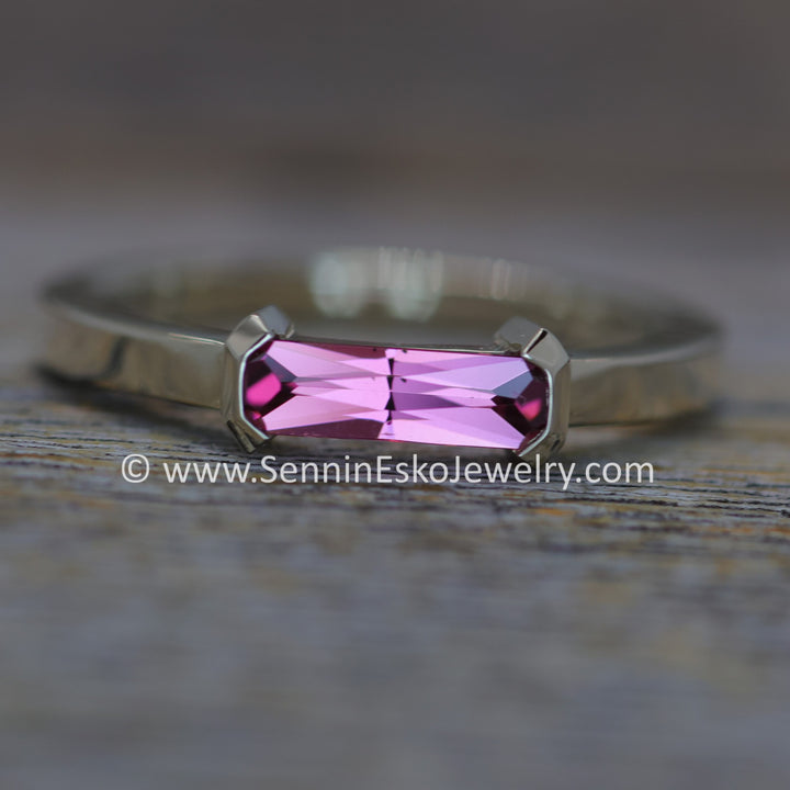 READY TO SHIP 0.57 Carat Pink Sapphire White Gold Channel Ring - Size 7