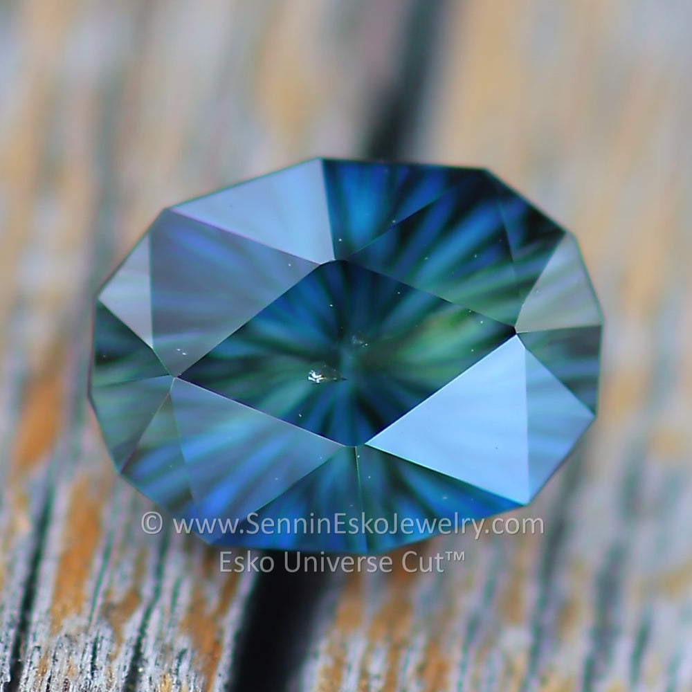 1.1 Carat Deep Blue Green Sapphire Oval - 6.8x5.2mm - Esko Universe Cut ™