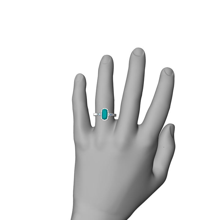 Custom Listing - 5 Gem Multi Prong Ring White Gold Render/Mockup