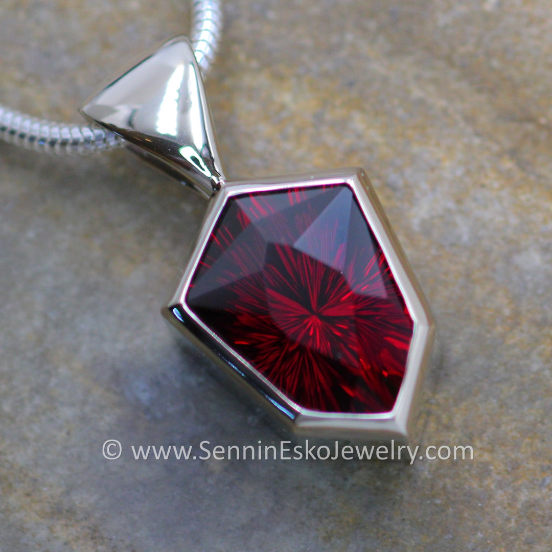 Custom Listing - Rose Gold Bezel Pendant Setting for 4.9 Carat Rhodolite Garnet Kite
