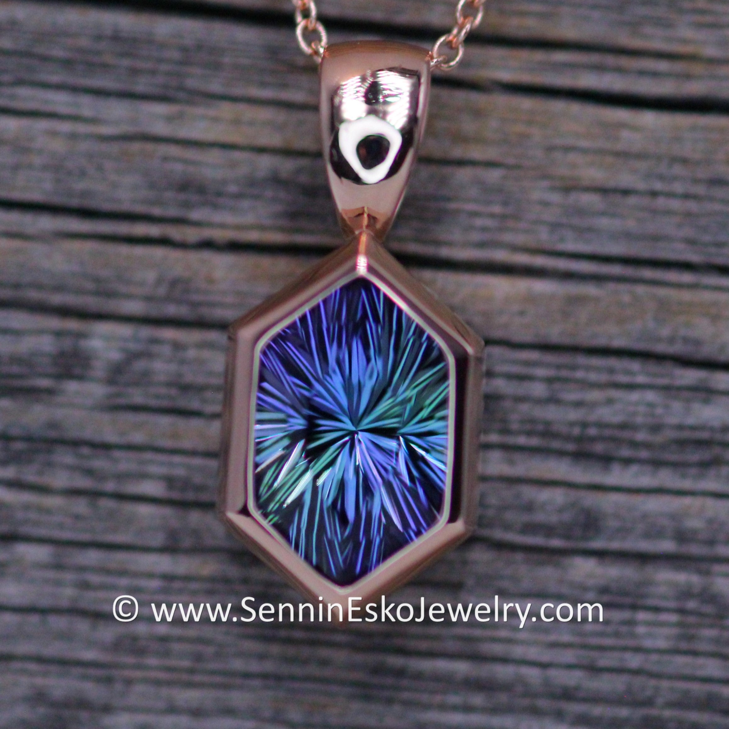 Rose Gold Pendant for Small & Medium Sized Gems - Depicted