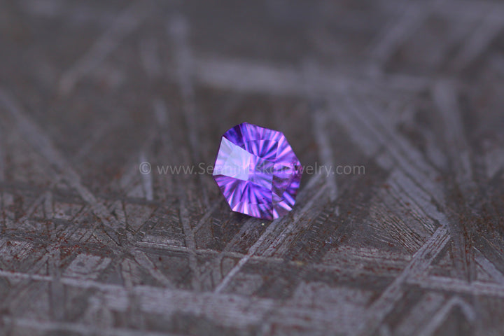 0.51 Carat Electric Purple Sapphire Novelty Octagon - 5.1x4.2mm, Fantasy Cut