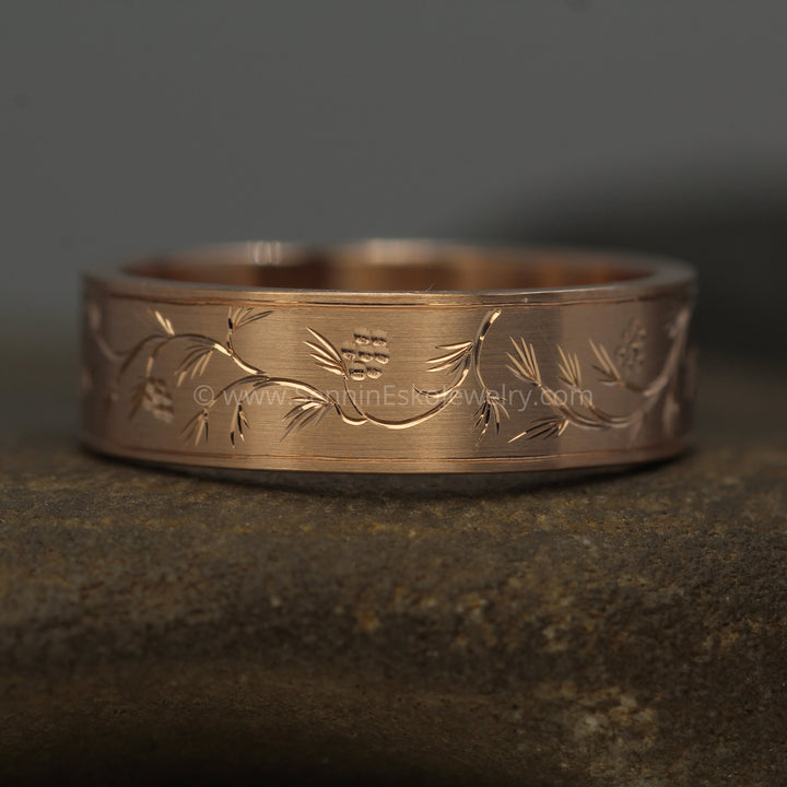 Custom Listing - 6x1.2mm Pine Sprigs & Stars Ring