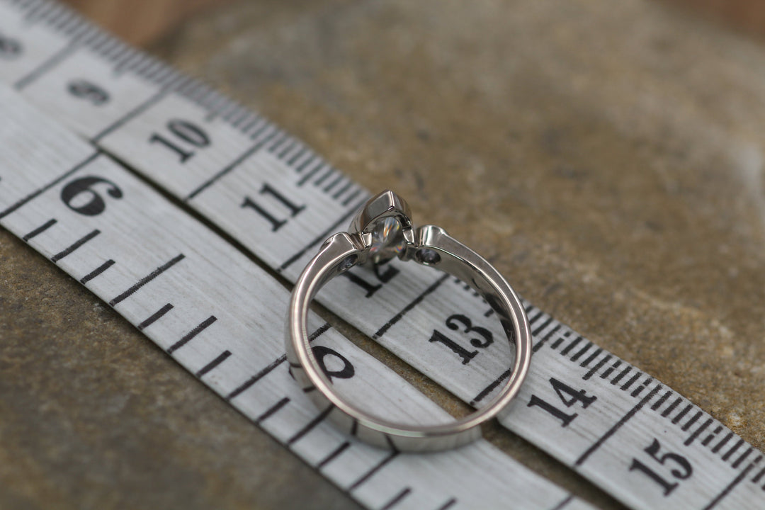 Private Listing - Moissanite Marquise and Dark Blue Sapphire Palladium White Gold